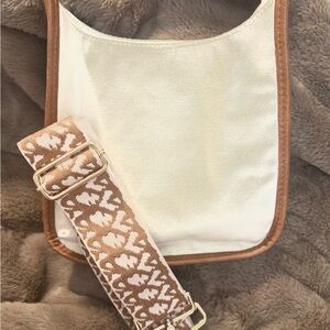 Ah dorned Stylish Cream and Tan Crossbody Bag